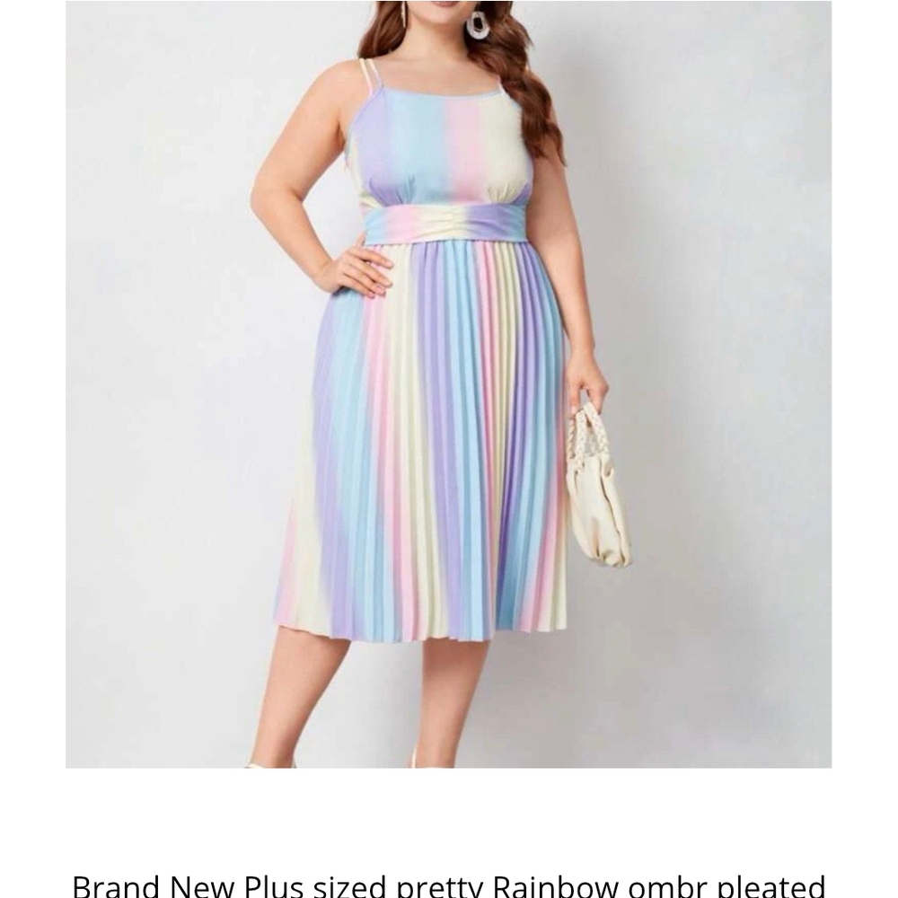 Easter Pastel Rainbow Pleated Dress